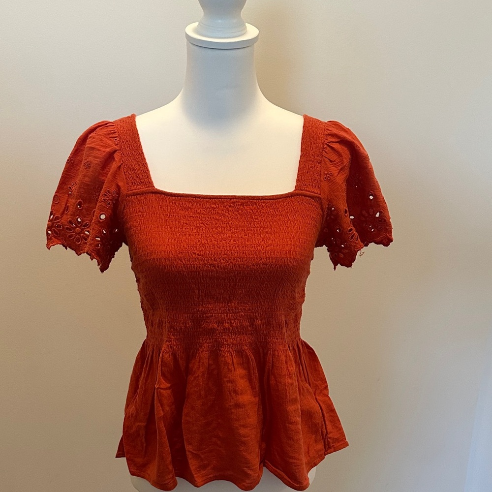 Madewell Peplum Button Smocked Blouse